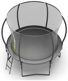 Trambulina de gradina cu plasa de siguranta si scara Culoare neagra, JUMP 244 cm