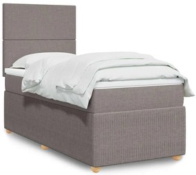 vidaXL Pat box spring cu saltea, gri taupe, 100x200 cm, textil