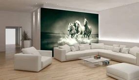 Fototapet - Unicorni galopînd pe apă (254x184 cm), în 8 de alte dimensiuni noi