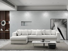 Colțar extensibil dumonde cu ladă de depozitare si sezut confortabil din spuma high-density, Gloria Euphoria Ivory 320x183 cm