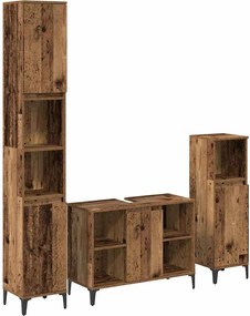 vidaXL Set de mobilier pentru baie 3 pcs Lemn vechi Lemn compozit