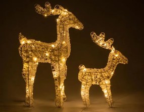 Set de 2 reni scânteietori 45 LED-uri cu temporizator, alb c