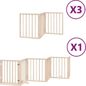 vidaXL Poartă de câini pliabilă cu ușă, 15 panouri, 750 cm, lemn plop