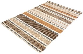 Covor tesut manual INKA 230x160 cm, model colorat cu dungi din canepa si lana