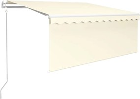 vidaXL Copertină retractabilă automat cu stor, crem, 3x2,5 m