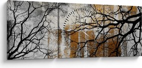 Tablou - Siluetă copac (cu ceas) (90x30 cm)