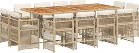 vidaXL Set mobilier de grădină cu perne, 13 piese, bej, poliratan