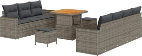 vidaXL Set de canapele pentru grădină 10 pcs Gri poliratan