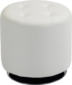 HOMCOM Suport pentru picioare living rotativ la 360°, ottoman rotund tapițat în PU cu bază din oțel, Ø 45,5 x 44,5 cm, alb | Aosom Romania
