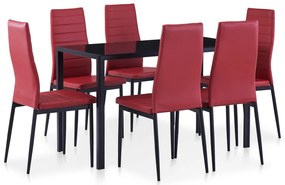 vidaXL Set mobilier de bucătărie, 7 piese, roșu vin