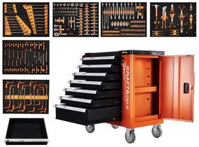 Cărucior pentru scule de atelier 258pcs - 7 sertare KD1067