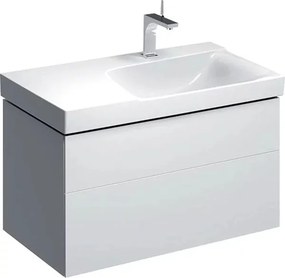 Dulap baza pentru lavoar cu blat suspendat sifon dreapta Geberit Xeno2 alb 2 sertare 88 cm