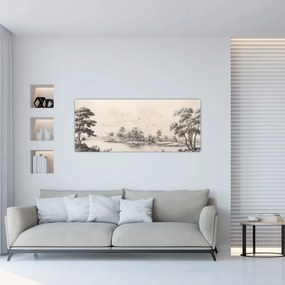 Tablou - Vintage peisaj desen peisaj (120x50 cm)
