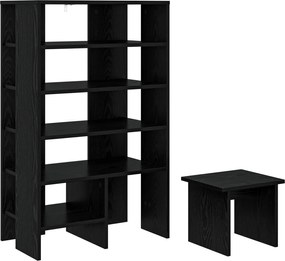 vidaXL Dulap pentru pantofi cu raft 2 pcs Stejar Negru Lemn compozit