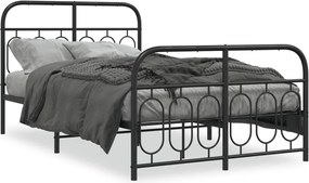 vidaXL Cadru pat metalic cu tăblie de cap/picioare, negru, 120x200 cm