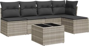 vidaXL Set canapele de grădină cu perne, 6 piese gri deschis poliratan
