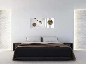 Tablou abstract cu mingi de fotbal (120x50 cm)