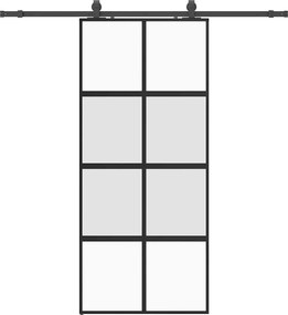 vidaXL Ușă glisantă cu set feronerie neagră 90x205cm sticlă securizată
