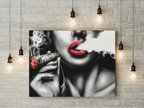 Tablou canvas Smoking Money Lips 120x80 cm