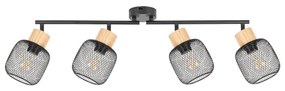 Brilagi - Plafonieră cu spoturi BASKLITE 4xE27/15W/230V lemn de cauciuc/negru