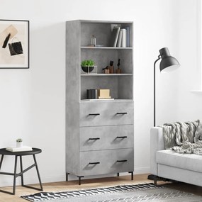 vidaXL Dulap înalt, gri beton, 69,5x34x180, lemn compozit