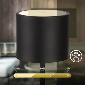 Briloner 7521015 - Lampă de birou LED SIGO, cu dimmer, 2,5W/5V IP44 2600 mAh, neagră