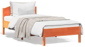 842617 vidaXL Cadru de pat cu tăblie, maro ceruit, 100x200 cm, lemn masiv pin