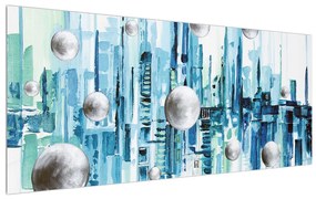 Tablou abstract - oraș (120x50 cm), în 40 de alte dimensiuni noi