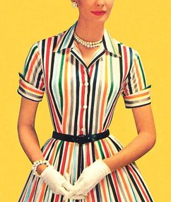 Ilustrație Woman Wearing Striped Dress and White Gloves, CSA Images