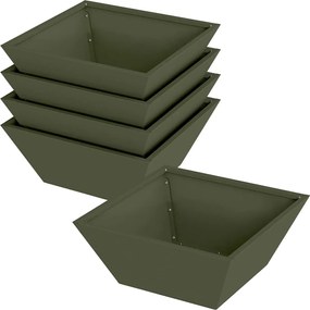 vidaXL Vază pentru Grădină 5 pcs Verde măsliniu 40 x 40 x 15 cm