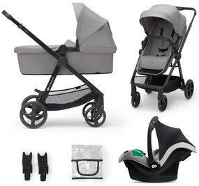 Cărucior de copii combinat 3 în 1 KINDERKRAFT NEWLY Moonlight grey + scaun auto MINK PRO