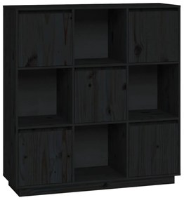 814373 vidaXL Dulap înalt, negru, 110,5x35x117 cm, lemn masiv de pin