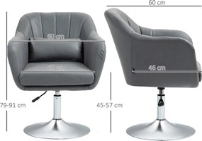 HOMCOM Scaun de birou pivotant la 360° cu Inaltime Reglabila din Material Respirabil, cu Perna, 60x60x79-91 cm, Gri | Aosom Romania