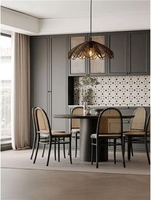 Lustra suspendata stil natural ratan negru FLARE