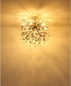 Plafoniera metal argintiu mat, cristale de sticla QUEENA