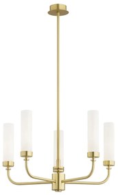 Candelabru 5 brate, alama periata, sticla alb mat PRESTON 2195