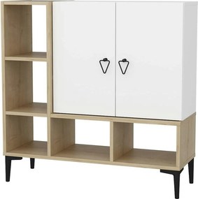 Pantofar PLATIN, stejar/alb, PAL melaminat, 100x35x100 cm