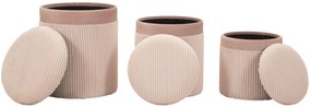 Mauro Ferretti Set De 3 Pufuri Cu Spatiu De  Depozitare, Roz, Cm Ø 40,5X49,5-35X42-31X36 | Aosom Romania