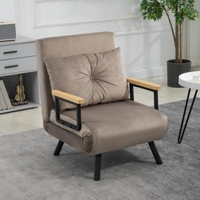 HOMCOM Fotoliu Pat Extensibil 3 în 1 cu Spatar Reglabil și Perna Detasabilă pentru Cameră de Zi sau Dormitor, Gri Deschis | Aosom Romania