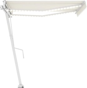 vidaXL Copertină automată cu senzor vânt & LED, crem, 350x250 cm