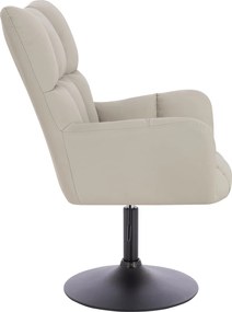 HR650N Scaun Ecru Piele Ecologica Premium Soft cu Bază Neagră