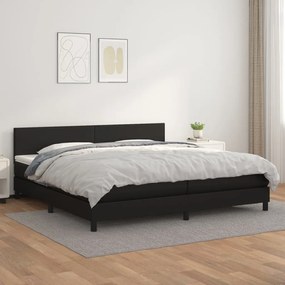 3141023 vidaXL Pat box spring cu saltea, negru, 200x200 cm, piele ecologică