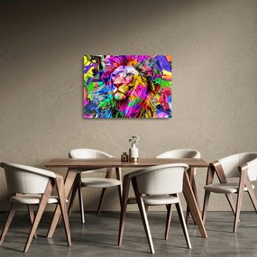 Tablou pe sticlă - 3D imaginea leului (70x50 cm)
