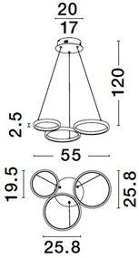 Lustra LED suspendata design modern MAGNUS R3 aurie