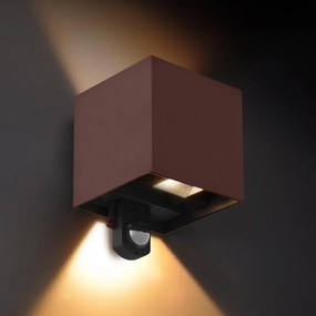 Brilagi - aplică de exterior LED cu senzor CUBE LED/6W/230V, maro, IP65