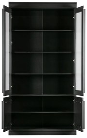 Vitrină neagră din lemn de pin 110x215x44 cm Organize – WOOOD