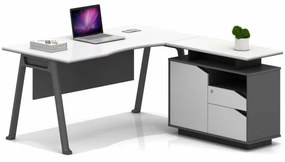 Masă birou pentru colț cu dulap lateral ,picioare metalice ,design modern și elegant ,calitate premium , dimensiuni 1600*800*750