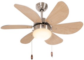 HOMCOM Ventilator de tavan cu lumină, comutator de lanț, 3 viteze, 76 cm x 76 cm x 41,5 cm, Alb | Aosom Romania