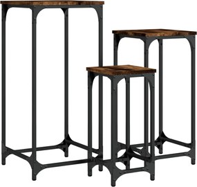 vidaXL Măsuțe laterale suprapuse, 3 buc. stejar fumuriu lemn prelucrat