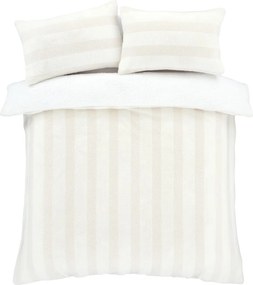 Lenjerie de pat crem din micropluș/cocolino pentru pat de o persoană 135x200 cm Stripe Fur – Bianca